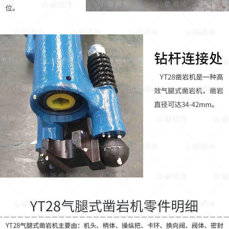 yt28鑿岩機氣腿連接部位圖片